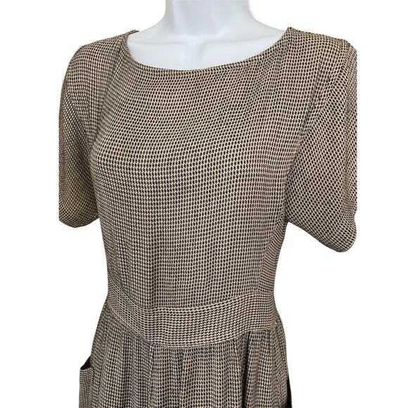 Christy Dawn Jane Brown Black Houndstooth Midi Maxi Dress Size M Fits S - Picture 6 of 12